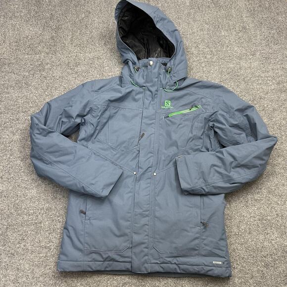Salomon Jacket Mens Small Blue AdvancedSkin Dry Hooded Waterproof Ski Snow Coat - Picture 1 of 9